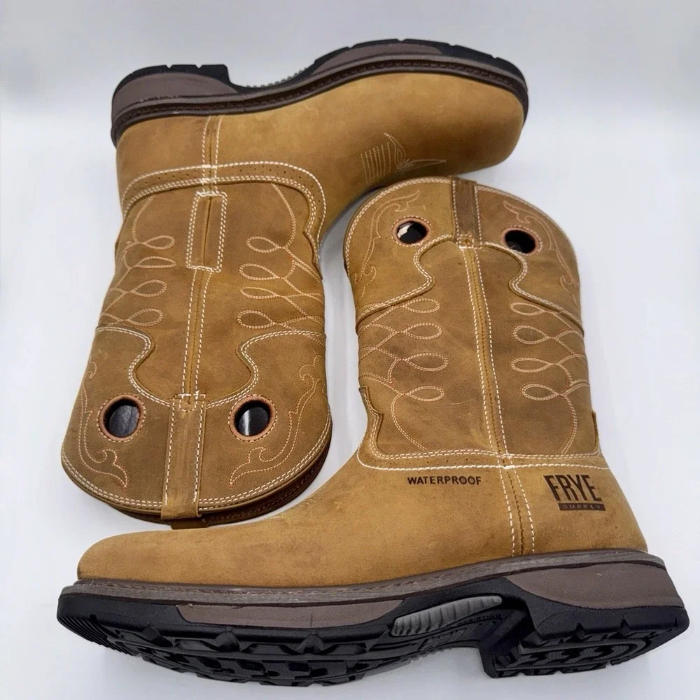 Frye Supply Safety Crafted Waterproof Boots Men's Size 10 W Wide Brown Steel Toe